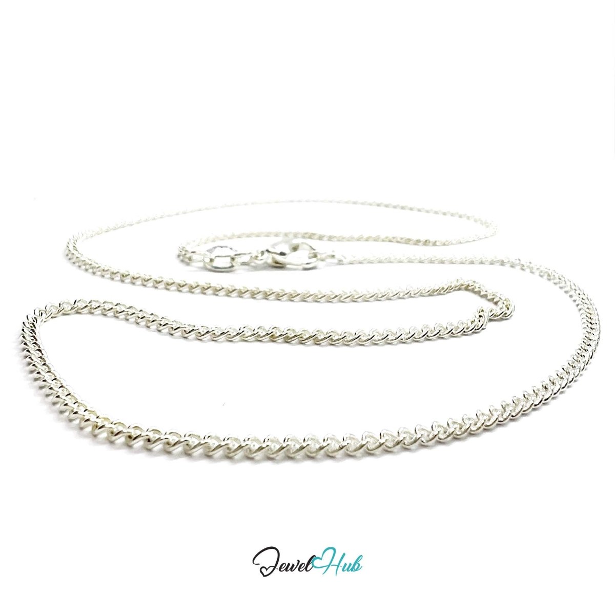 925 Sterling Silver Curb Chain Necklace – 1.8mm, 40cm - JewelHub.co.uk