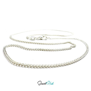 925 Sterling Silver Curb Chain Necklace – 1.8mm, 40cm - JewelHub.co.uk