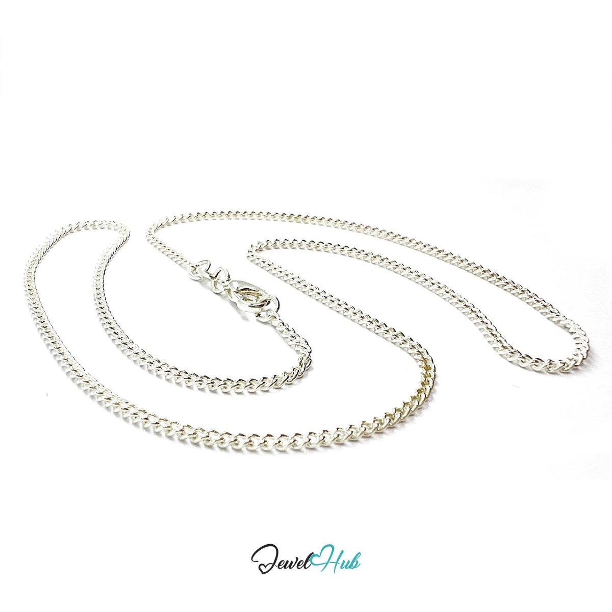 925 Sterling Silver Curb Chain Necklace – 1.8mm, 40cm - JewelHub.co.uk