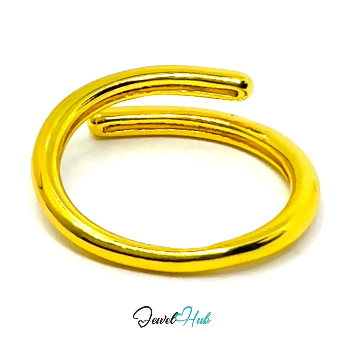 925 Sterling Silver Double Band Ring - Silver or Gold - Adjustable N-P - JewelHub.co.uk