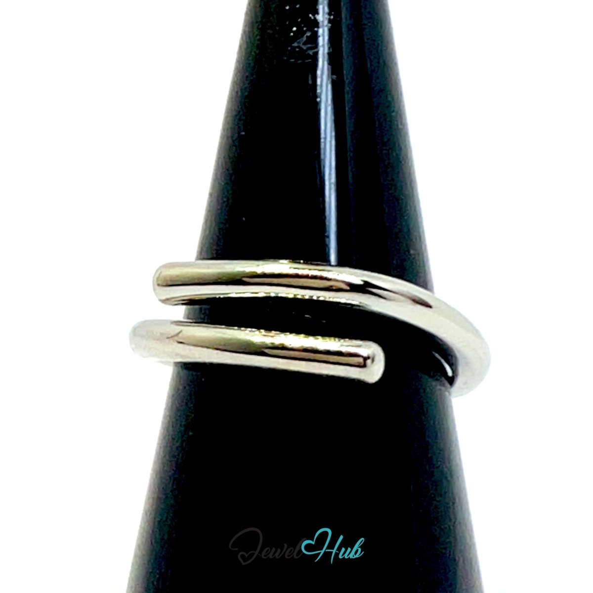 925 Sterling Silver Double Band Ring - Silver or Gold - Adjustable N-P - JewelHub.co.uk