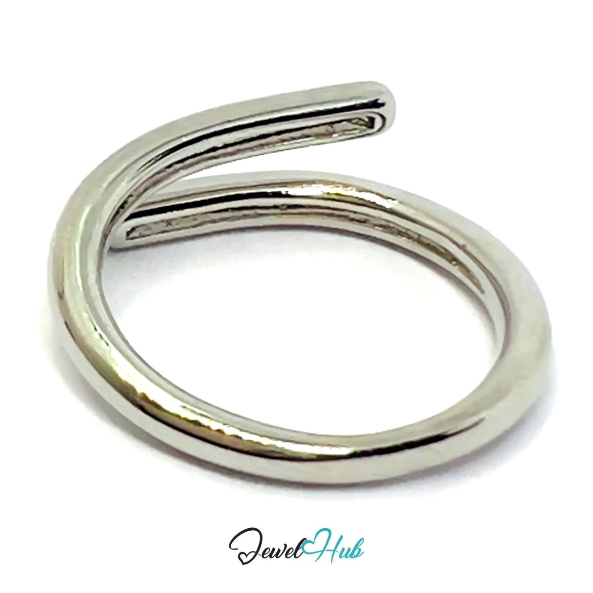 925 Sterling Silver Double Band Ring - Silver or Gold - Adjustable N-P - JewelHub.co.uk
