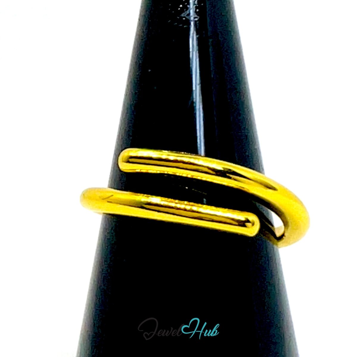 925 Sterling Silver Double Band Ring - Silver or Gold - Adjustable N-P - JewelHub.co.uk