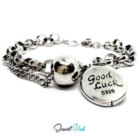 925 Sterling Silver Punk Good Luck Charm Brac