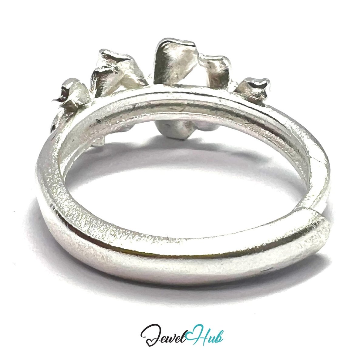 925 Sterling Silver Floral Golden Bloom Ring | Adjustable (N - P) - JewelHub.co.uk