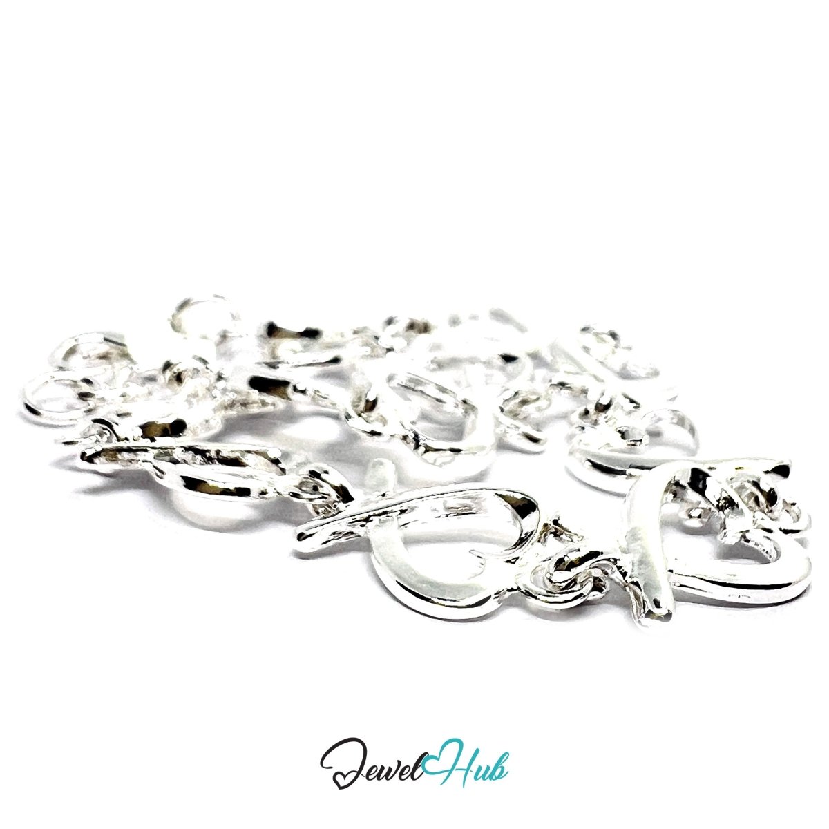 925 Sterling Silver HeartLink Bracelet – Polished Infinity Chain - JewelHub.co.uk
