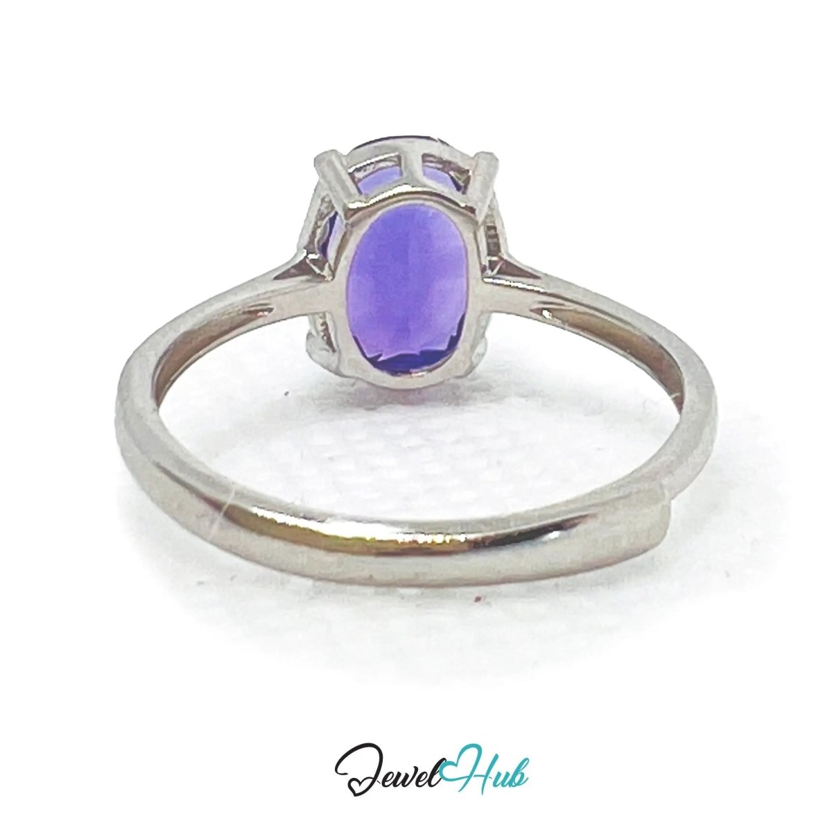 925 Sterling Silver High - Grade Natural Amethyst Ring 1.7ct | Adjustable (M - O) | Violet Luxury - JewelHub.co.uk