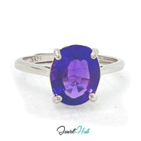 925 Silver Natural Oval Amethyst Ring — Solit