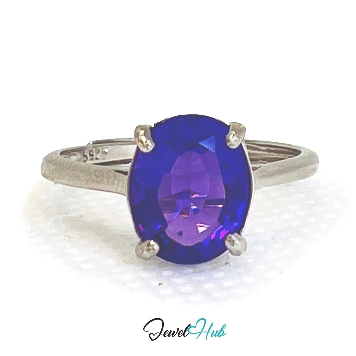 925 Sterling Silver High - Grade Natural Amethyst Ring 1.7ct | Adjustable (M - O) | Violet Luxury - JewelHub.co.uk