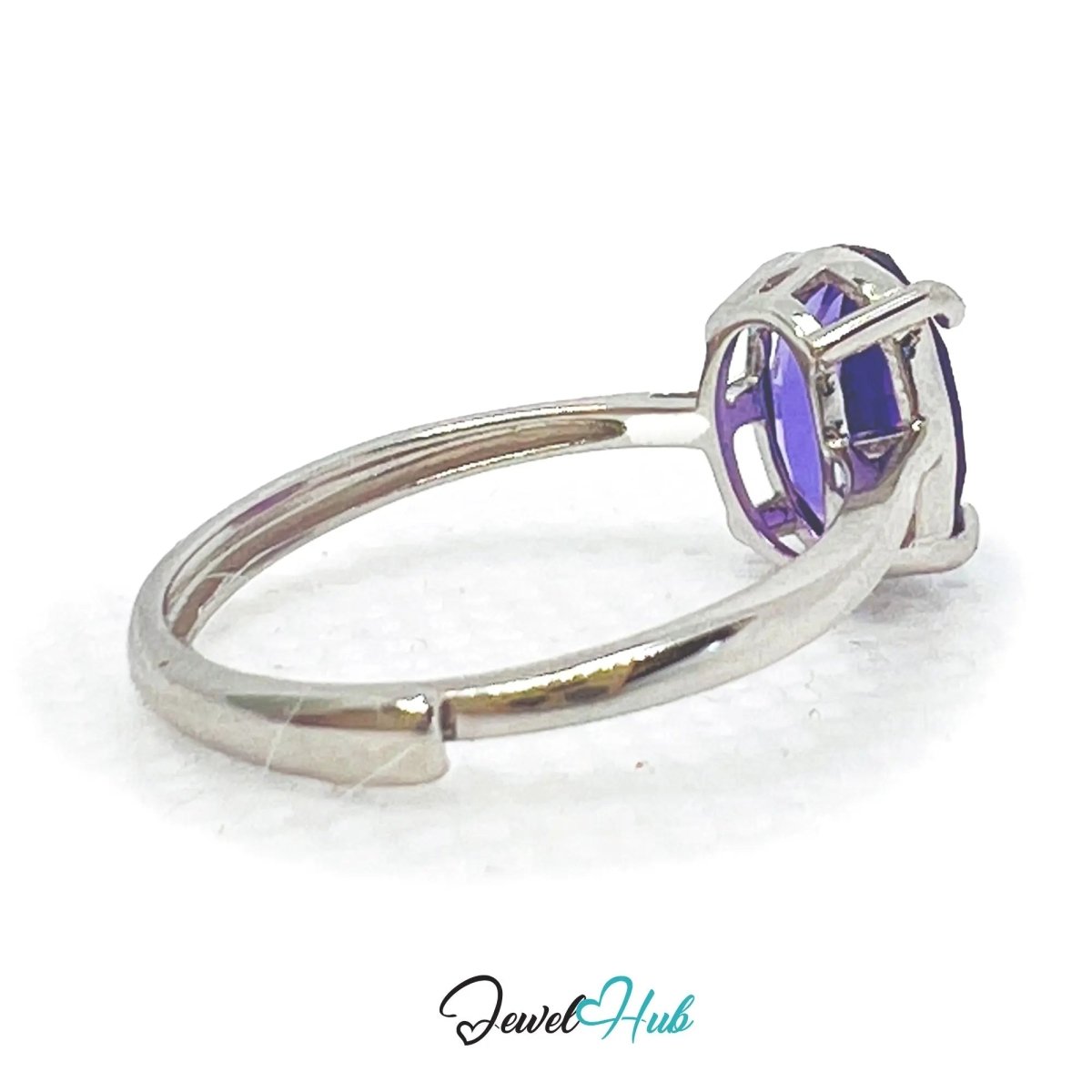 925 Sterling Silver High - Grade Natural Amethyst Ring 1.7ct | Adjustable (M - O) | Violet Luxury - JewelHub.co.uk