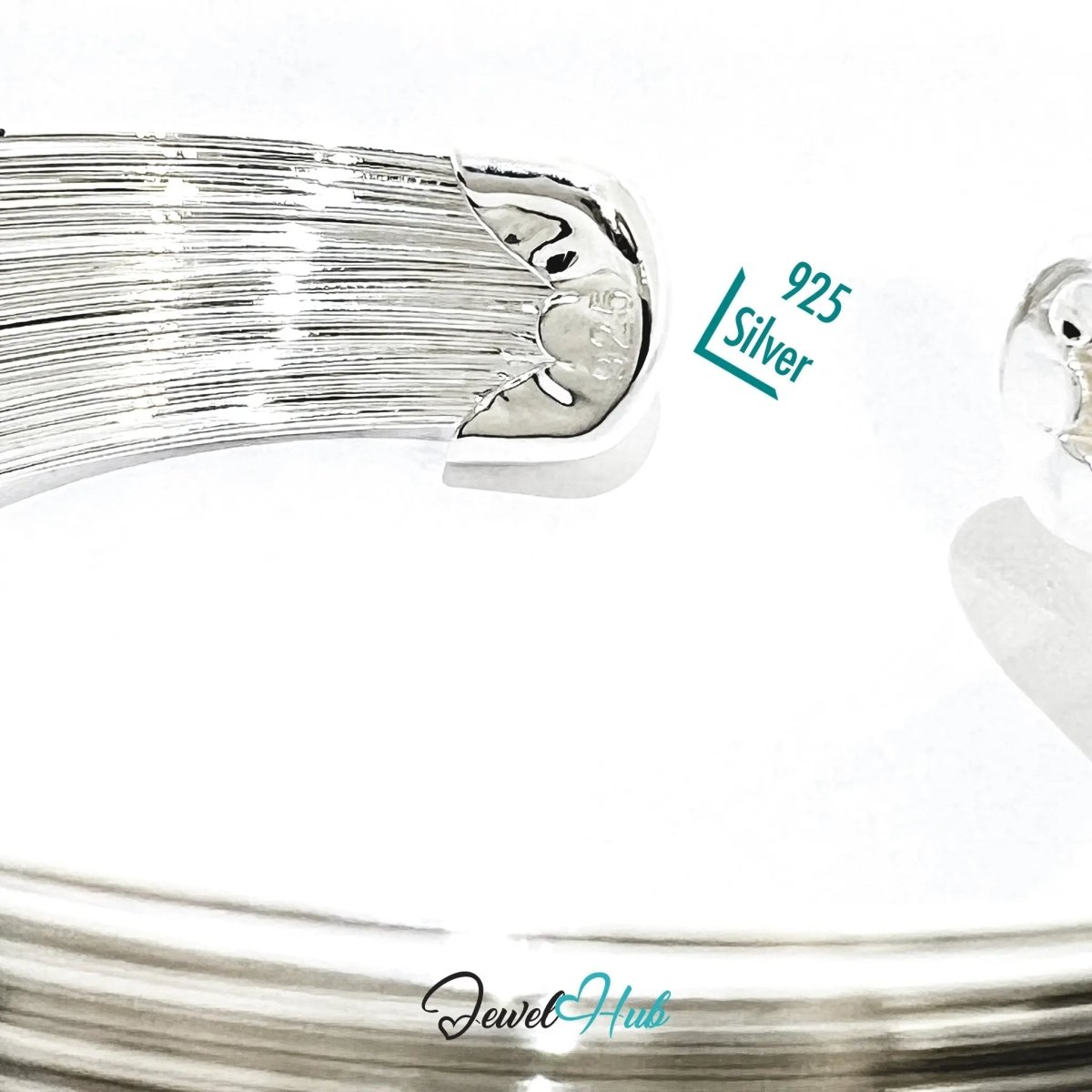925 Sterling Silver Multi - Wire Cuff – Polished Open Bracelet with Layered Texture - JewelHub.co.uk