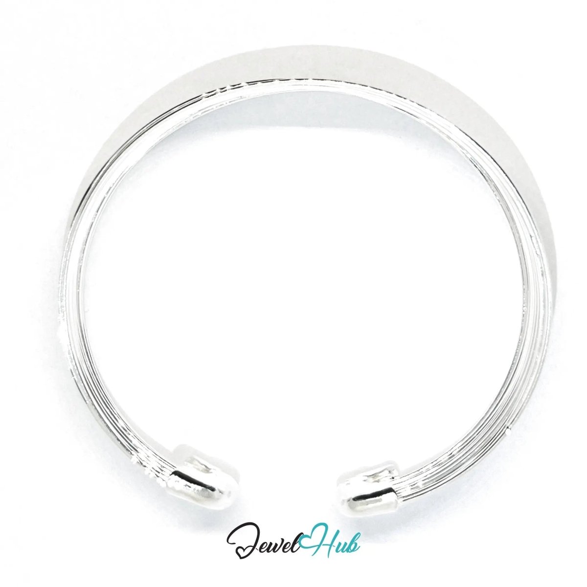 925 Sterling Silver Multi - Wire Cuff – Polished Open Bracelet with Layered Texture - JewelHub.co.uk