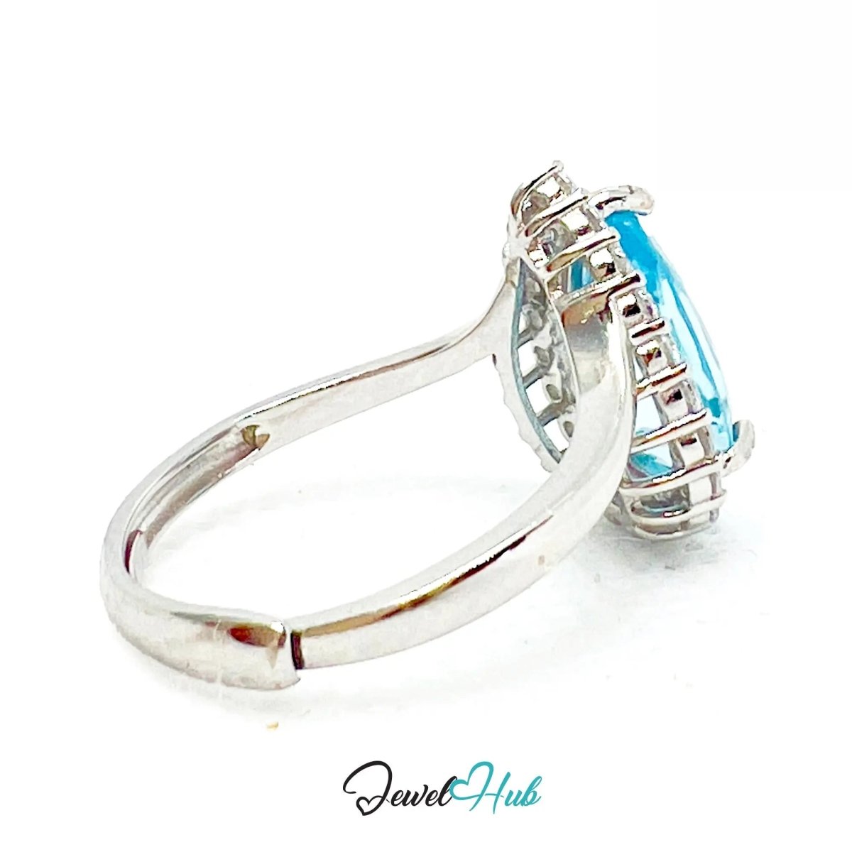 925 Sterling Silver Natural Aquamarine Ring (4.44ct) Celestial Tranquility with Cubic Zirconia - JewelHub.co.uk