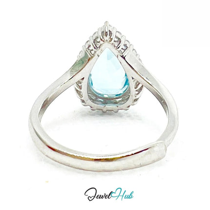 925 Sterling Silver Natural Aquamarine Ring (4.44ct) Celestial Tranquility with Cubic Zirconia - JewelHub.co.uk
