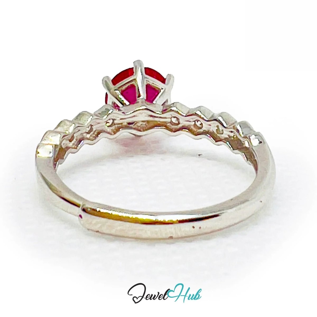 925 Sterling Silver Natural Ruby Ring (1.045cts) | Adjustable (L - N) | Radiant Legacy - JewelHub.co.uk