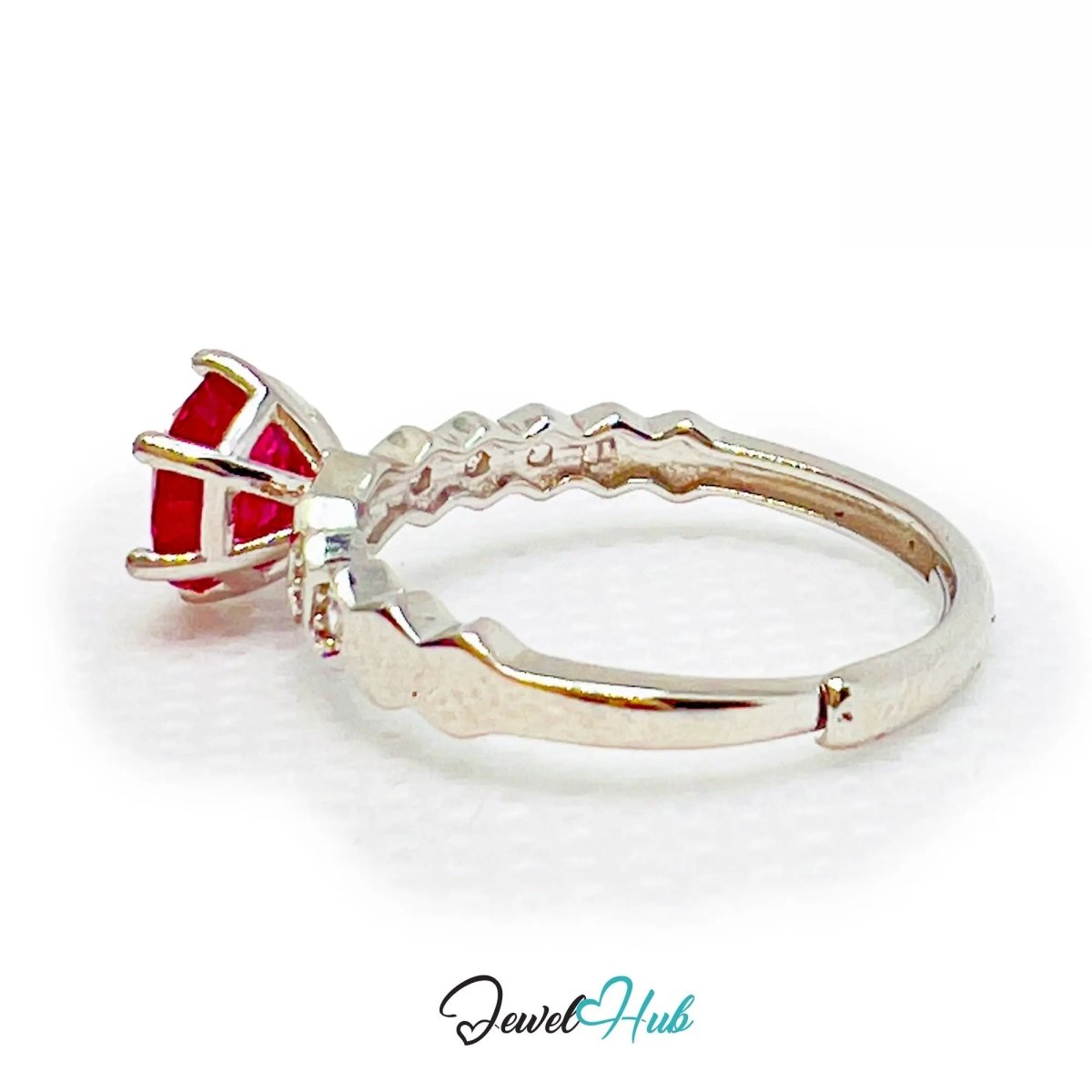 925 Sterling Silver Natural Ruby Ring (1.045cts) | Adjustable (L - N) | Radiant Legacy - JewelHub.co.uk