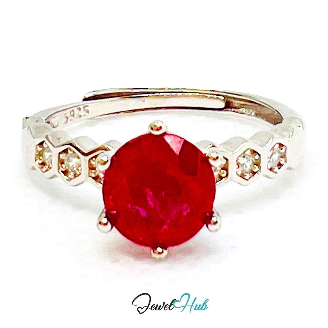 925 Sterling Silver Natural Ruby Ring (1.045cts) | Adjustable (L - N) | Radiant Legacy - JewelHub.co.uk