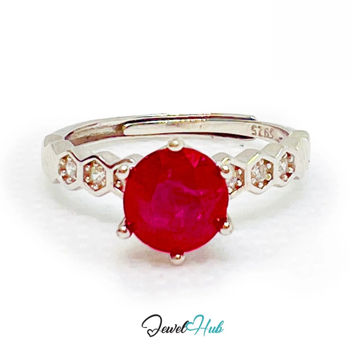 925 Sterling Silver Natural Ruby Ring (1.045cts) | Adjustable (L - N) | Radiant Legacy - JewelHub.co.uk