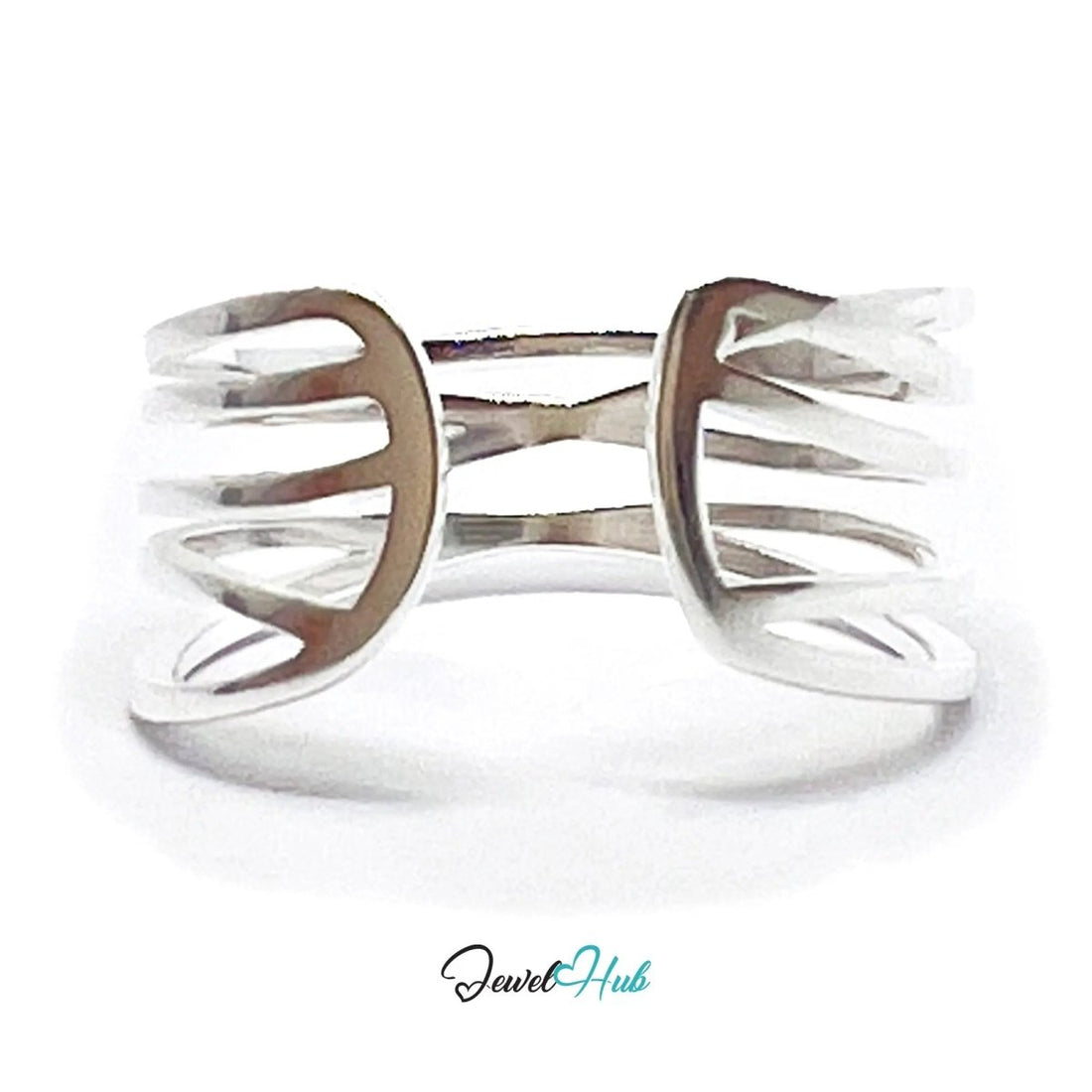 925 Sterling Silver Open Band Ring | 2.10g | Adjustable (N - P) | Silver Horizon - JewelHub.co.uk