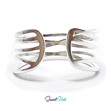 925 Sterling Silver Open Band Ring | 2.10g | Adjustable (N - P) | Silver Horizon - JewelHub.co.uk