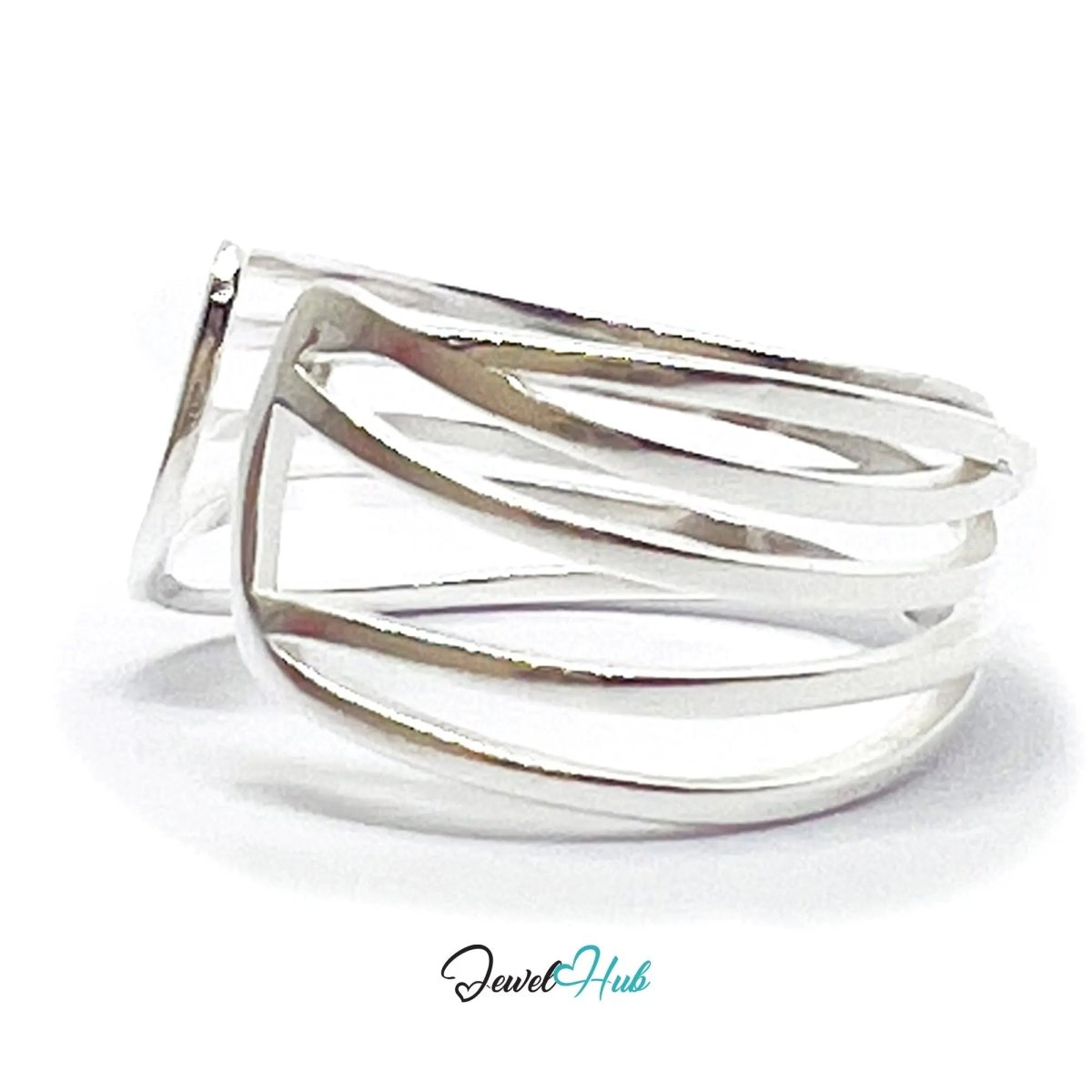 925 Sterling Silver Open Band Ring | 2.10g | Adjustable (N - P) | Silver Horizon - JewelHub.co.uk