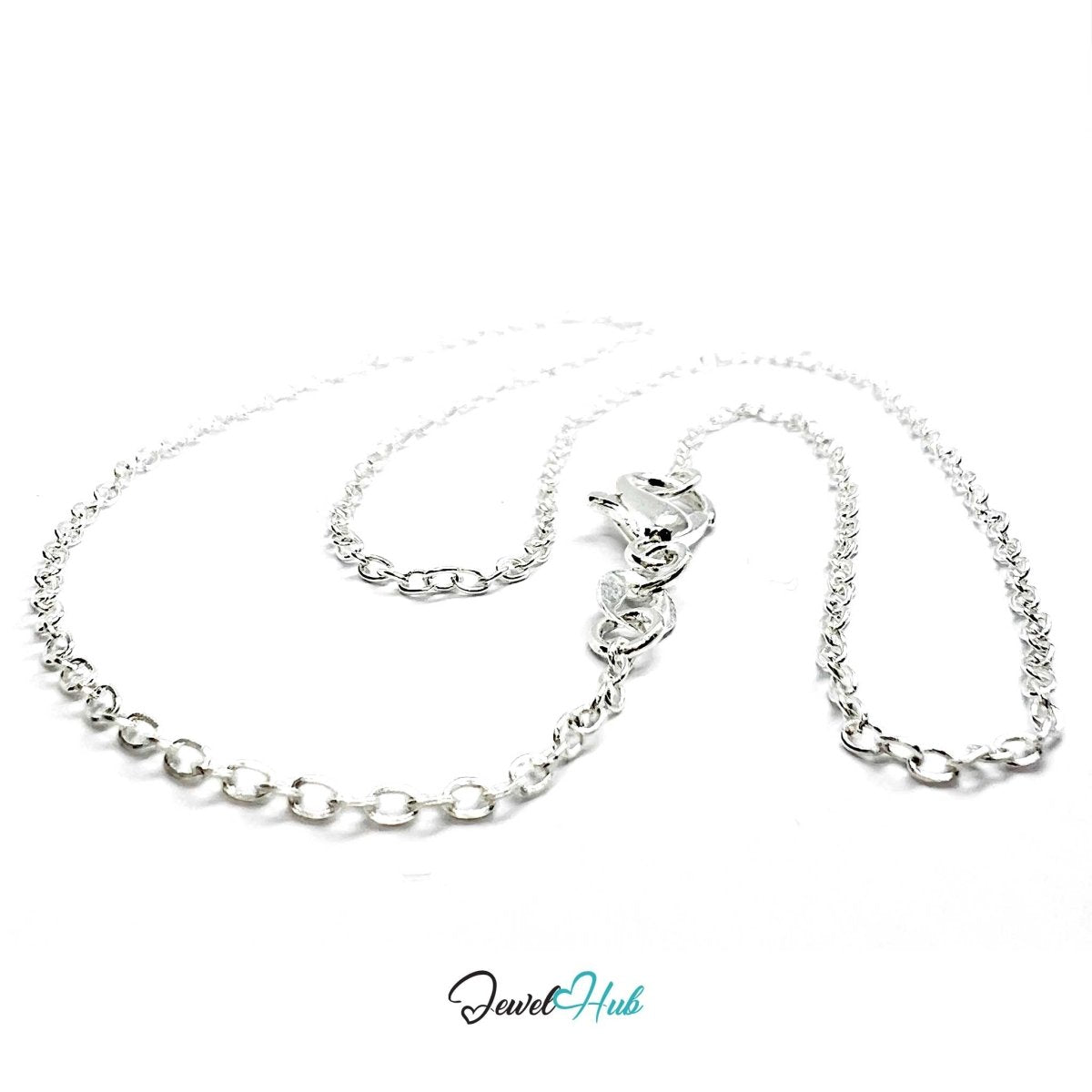 925 Sterling Silver Oval Belcher Chain Necklace – 1.5mm, 40/50/60cm - JewelHub.co.uk