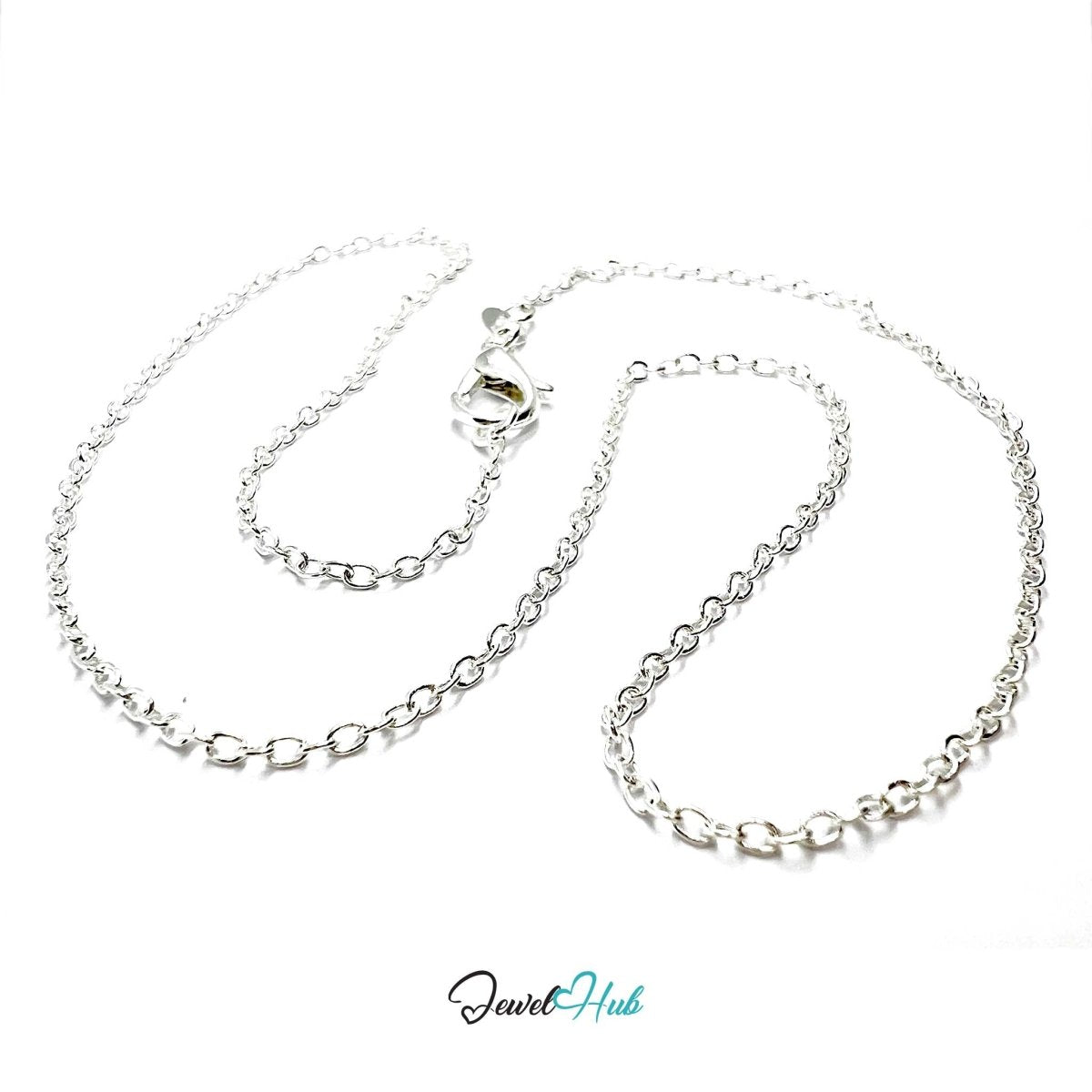 925 Sterling Silver Oval Belcher Chain Necklace – 1.5mm, 40/50/60cm - JewelHub.co.uk