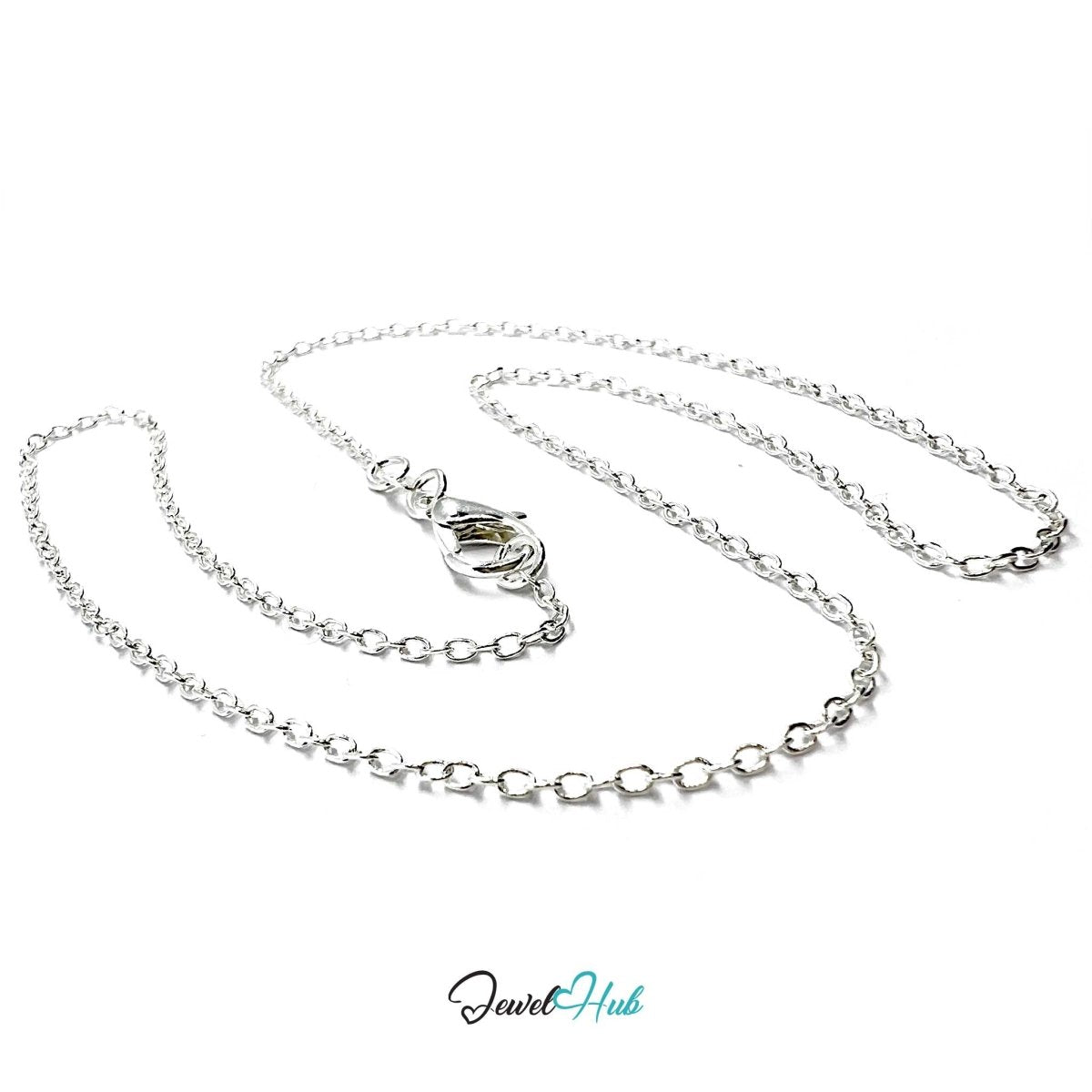 925 Sterling Silver Oval Belcher Chain Necklace – 1.5mm, 40/50/60cm - JewelHub.co.uk