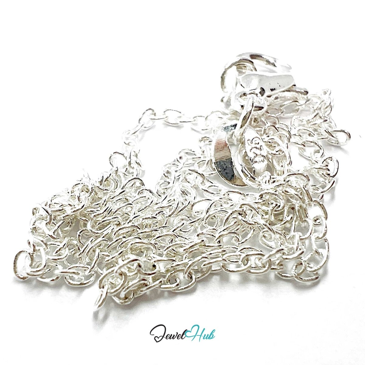 925 Sterling Silver Oval Belcher Chain Necklace – 1.5mm, 40/50/60cm - JewelHub.co.uk