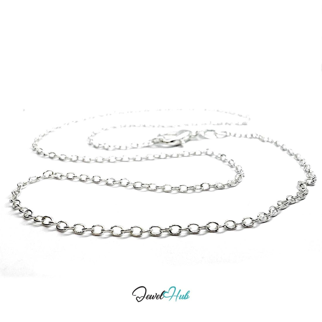 925 Sterling Silver Oval Belcher Chain Necklace – 1.5mm, 40/50/60cm - JewelHub.co.uk