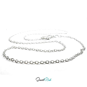 925 Sterling Silver Oval Belcher Chain Necklace – 1.5mm, 40/50/60cm - JewelHub.co.uk
