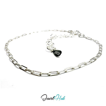 925 Sterling Silver Paperclip Chain Bracelet – 1.75×4mm | 18–22cm Adjustable - JewelHub.co.uk