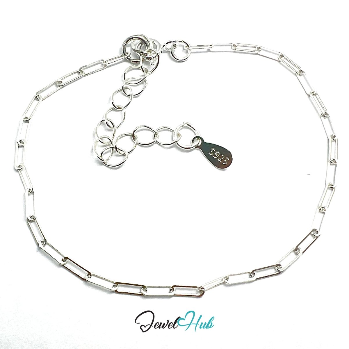 925 Sterling Silver Paperclip Chain Bracelet 2×5.5mm | 18–22cm - JewelHub.co.uk