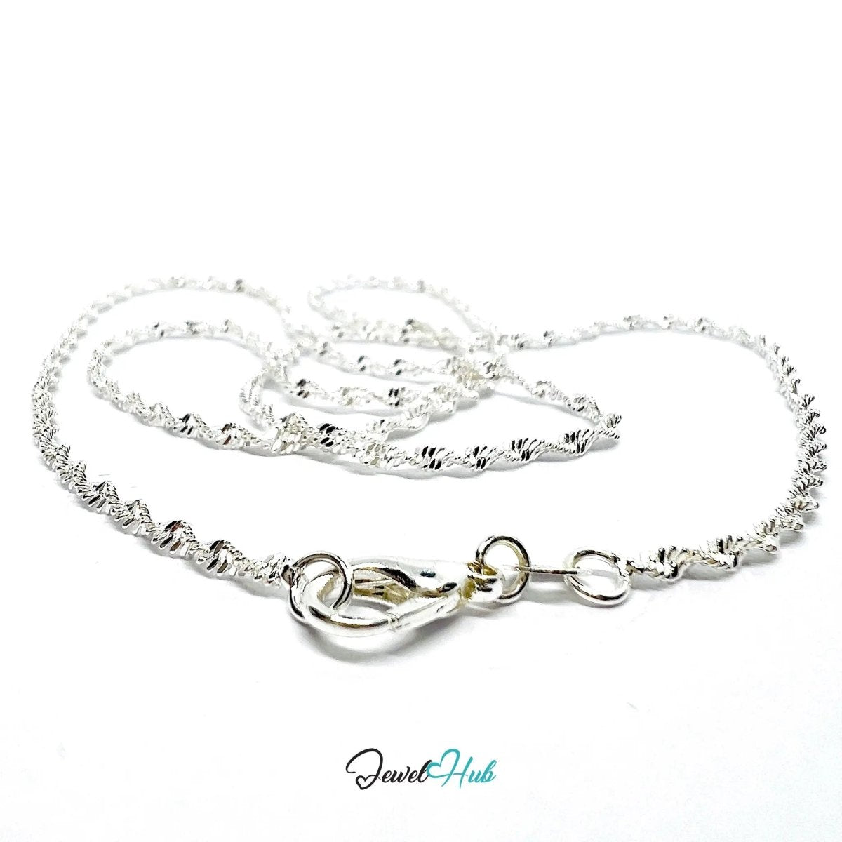 925 Sterling Silver Rope Chain Necklace - 1.5mm | Twisted Minimalist Design (fully hallmarked) - JewelHub.co.uk