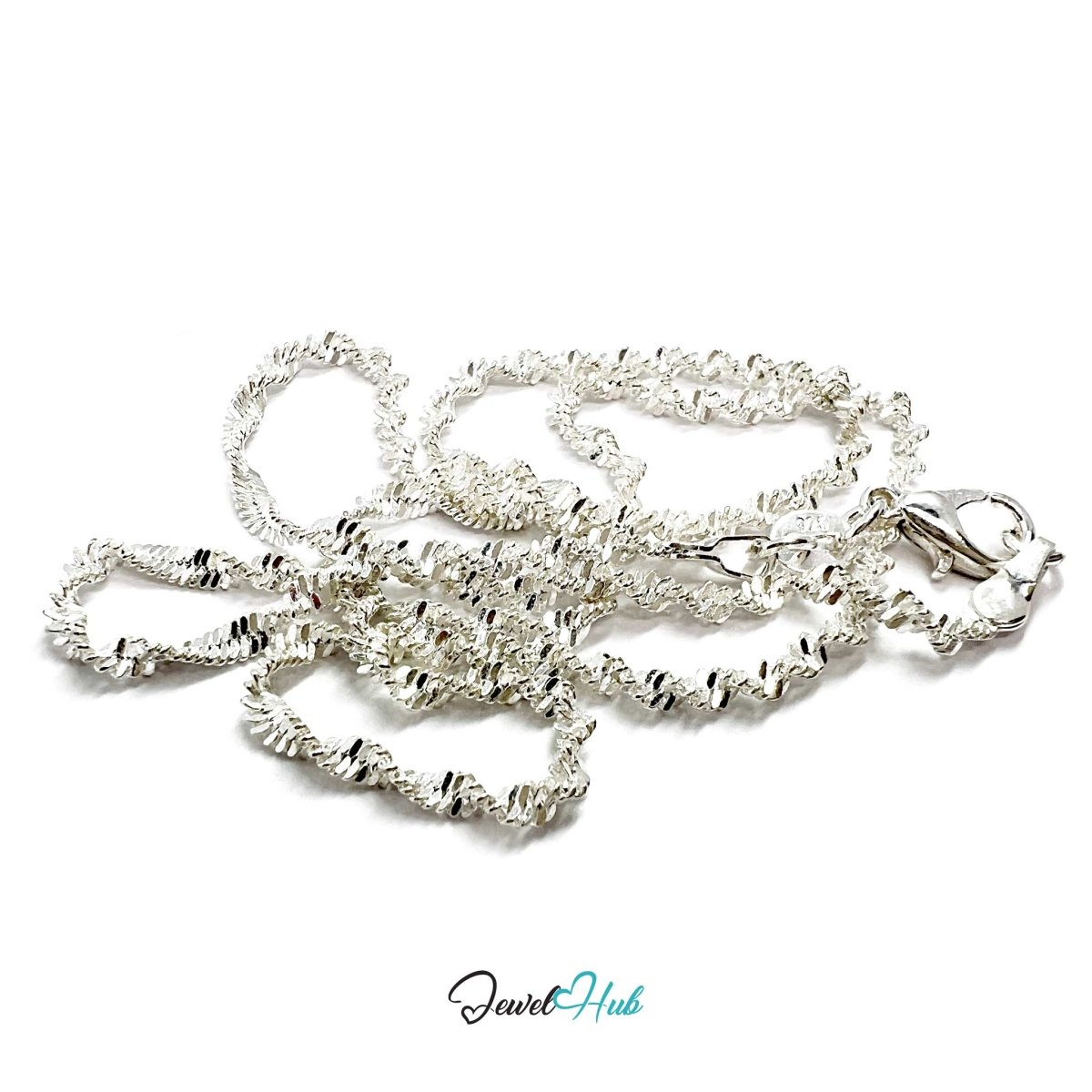 925 Sterling Silver Singapore Dense Chain Necklace – 2.1mm, 40cm - JewelHub.co.uk