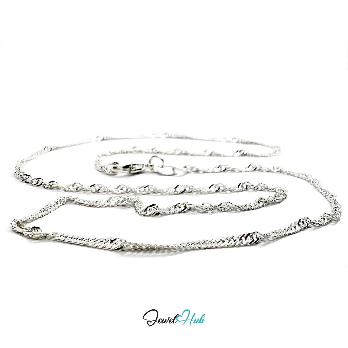 925 Sterling Silver Singapore Fine Chain Necklace – 1.7mm, 40cm - JewelHub.co.uk