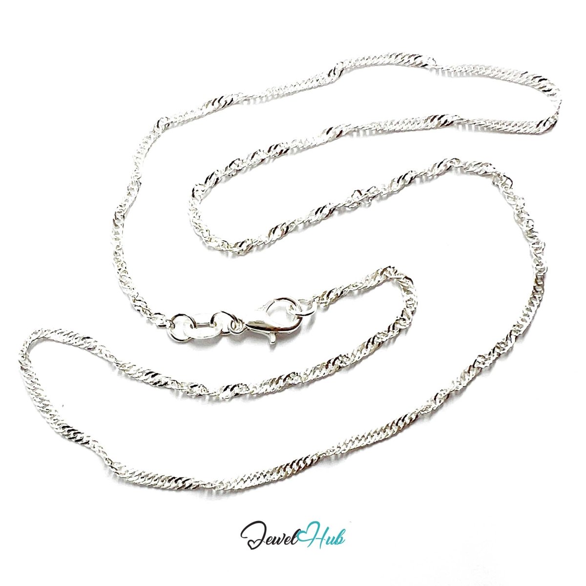 925 Sterling Silver Singapore Fine Chain Necklace – 1.7mm, 40cm - JewelHub.co.uk