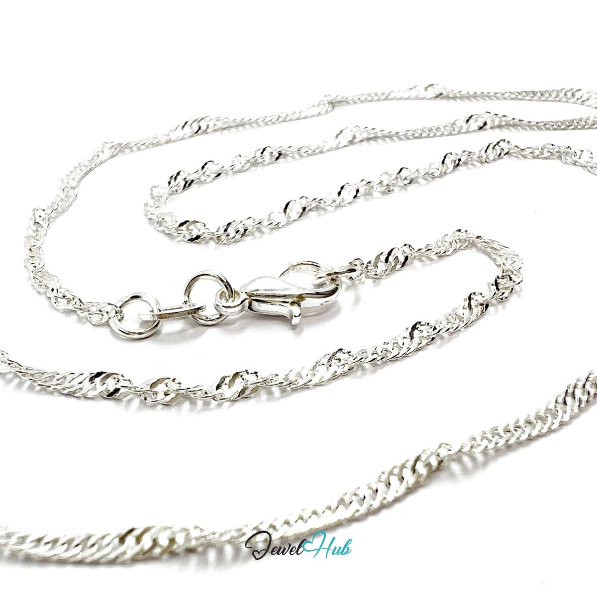 925 Sterling Silver Singapore Fine Chain Necklace – 1.7mm, 40cm - JewelHub.co.uk