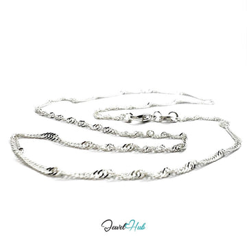 925 Sterling Silver Singapore Fine Chain Necklace – 1.7mm, 40cm - JewelHub.co.uk