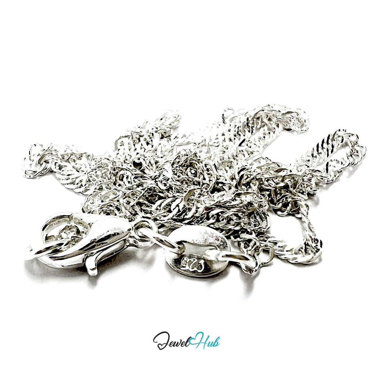 925 Sterling Silver Singapore Fine Chain Necklace – 1.7mm, 40cm - JewelHub.co.uk