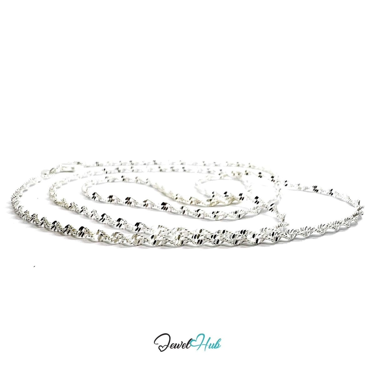 925 Sterling Silver Singapore Statement Chain Necklace – 2.2mm, 65cm - JewelHub.co.uk