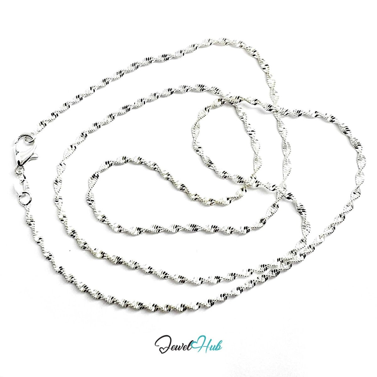 925 Sterling Silver Singapore Statement Chain Necklace – 2.2mm, 65cm - JewelHub.co.uk