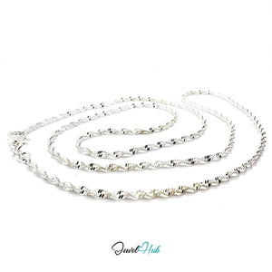 925 Sterling Silver Singapore Statement Chain Necklace – 2.2mm, 65cm - JewelHub.co.uk