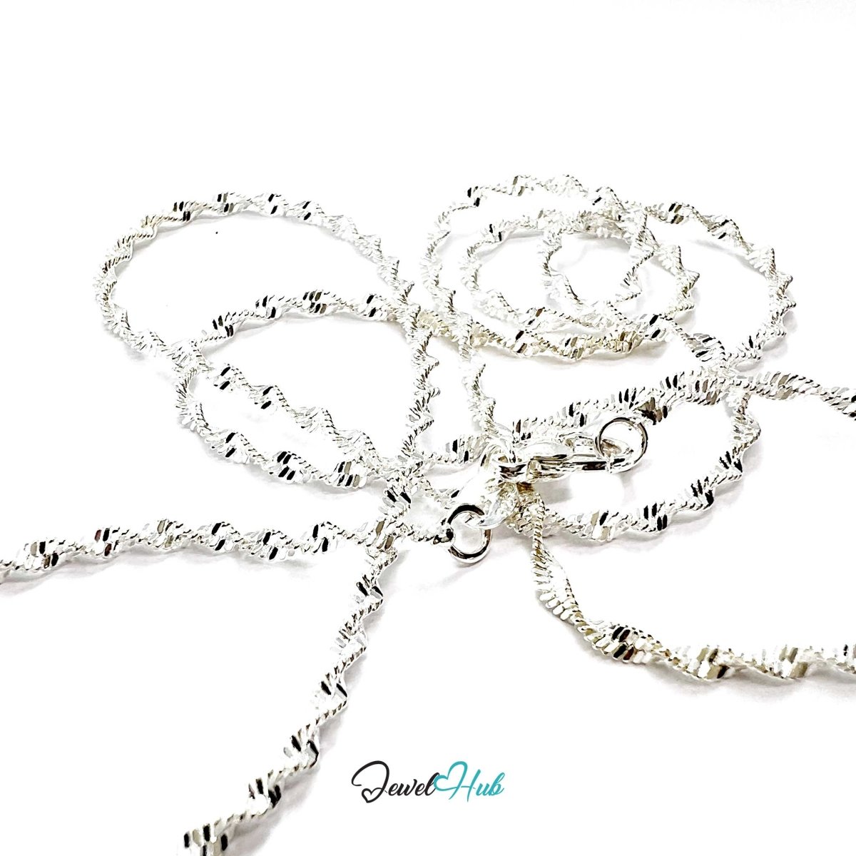 925 Sterling Silver Singapore Statement Chain Necklace – 2.2mm, 65cm - JewelHub.co.uk
