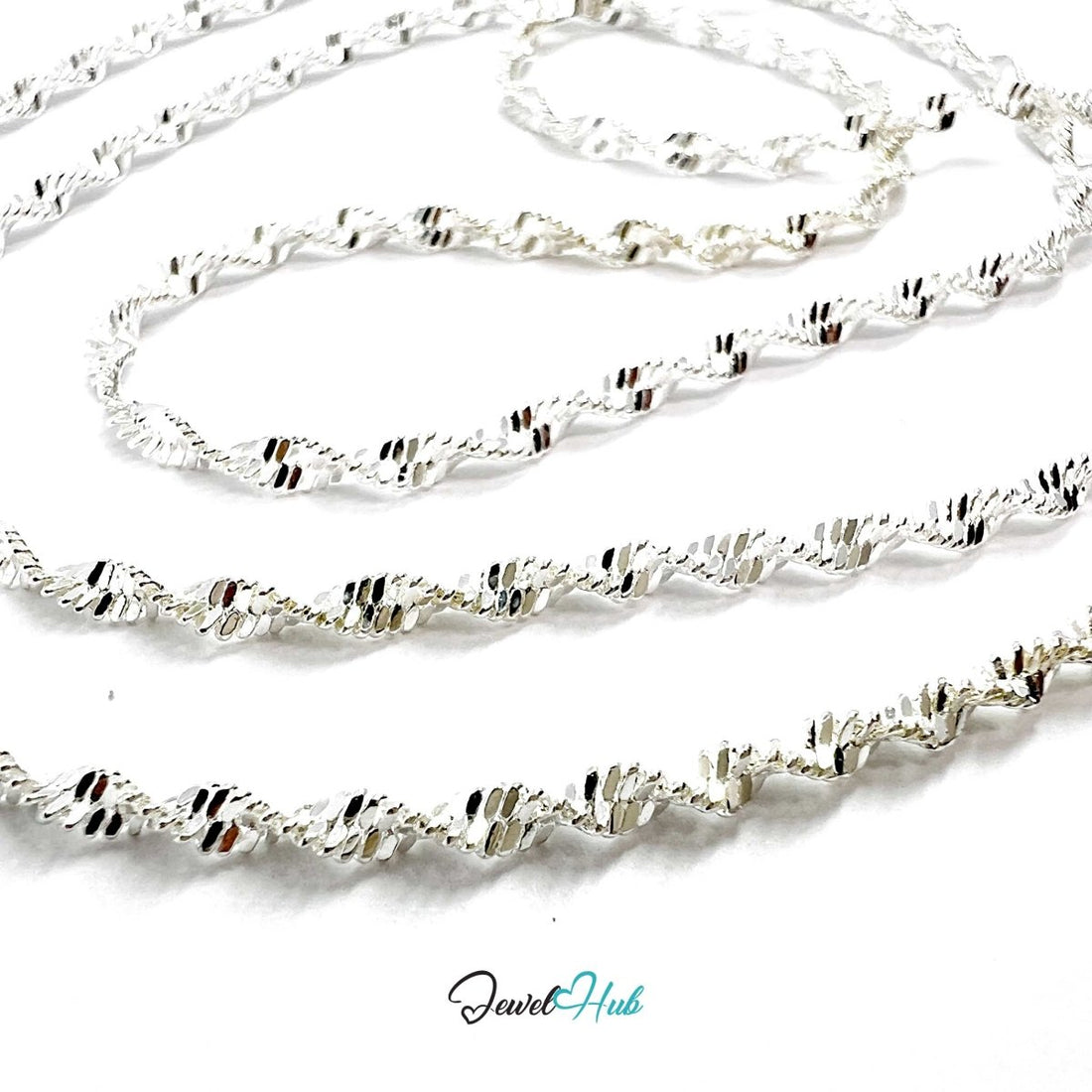 925 Sterling Silver Singapore Statement Chain Necklace – 2.2mm, 65cm - JewelHub.co.uk