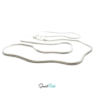 925 Sterling Silver Snake Chain Necklace – 1.2mm, 40/50cm - JewelHub.co.uk