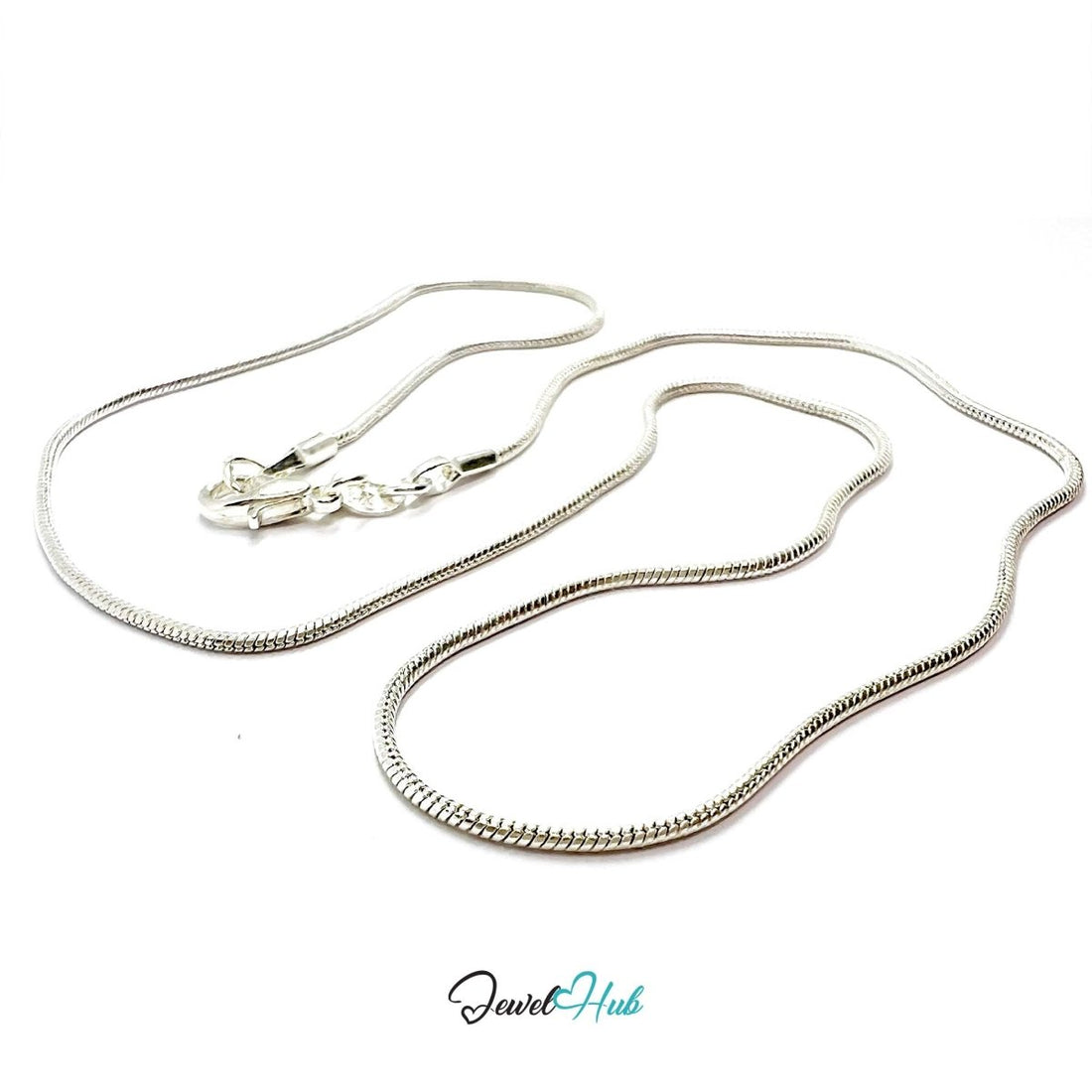 925 Sterling Silver Snake Chain Necklace – 1.2mm, 40/50cm - JewelHub.co.uk