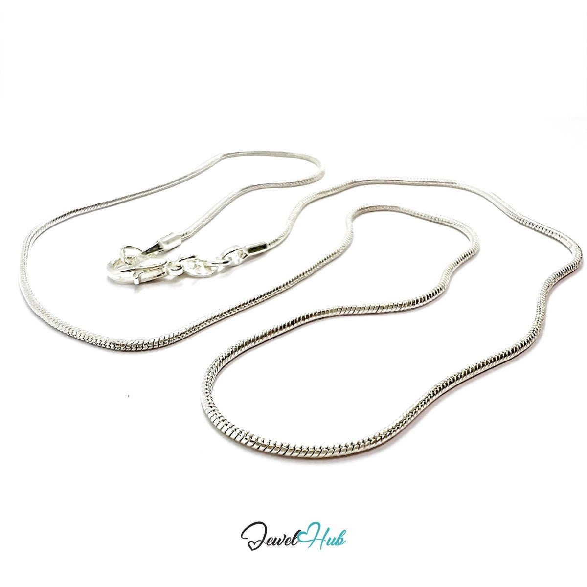 925 Sterling Silver Snake Chain Necklace – 1.2mm, 40/50cm - JewelHub.co.uk
