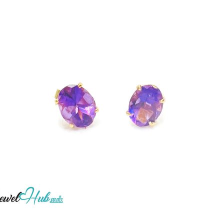14K Gold Amethyst Stud Earrings - Twilight Bloom JH