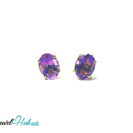 14K Gold Amethyst Stud Earrings - Twilight Bloom JH
